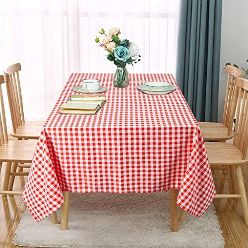 ShinyBeauty Karierte Tischdecke 142 x 142 cm Rot Karo Karo Büffelkaro Tischdecke Bauernhaus Tischdecke Leinen Tischdecke abwaschbar