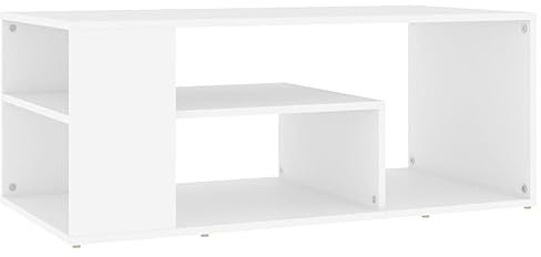vidaXL Couchtisch mit Stauraum Beistelltisch Wohnzimmertisch Kaffeetisch Sofatisch Teetisch Tisch Wohnzimmer Weiß 100x50x40cm Holzwerkstoff