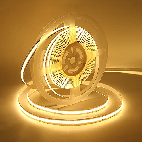 Wisada LED-Streifen, USB, Warmweiß, wasserdicht, IP65, COB LED, 5 V, 320 LEDs/m, LED-Licht, 5 m, für den Außenbereich, LED-Streifen, mit EU-Stecker, kein Transformator erforderlich (1 m, warmweiß)