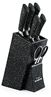 Schäfer 7-tlg. Messerblock Marble Black schwarz