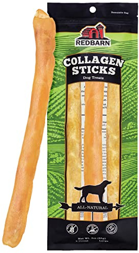 Redbarn Pet Products All-Natural Large 12 Beef Collagen Sticks for Dogs - Long Lasting Low-Odor Alternative to Traditional Rawhide & Bully Sticks - Supports Healthy Joints, Skin, & Coat - 3 Pack