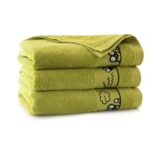 ZWOLTEX Handtuch mit Motiven für Kinder Jugendliche I Badetuch Kind | kleines Handtuch | Erstausstattung Baby | Kleinkind | Ägyptische Baumwolle I Made IN EU I Augen - Lime (30x50 + 50x70 + 70x130)
