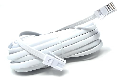 DRUT 10m BT to BT 6 Wire (631A) Male to Male Plug Telephone Flat Cable Lead (33ft)