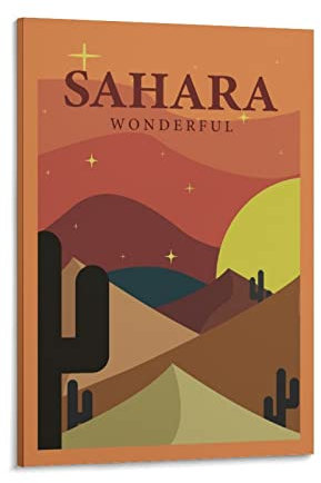 ONOTIO Sahara Wunderbare Vintage-Reise-Poster, Sonnenuntergang, 20 x 30 cm, Wandkunst, Kunstdruck, Leinwand, Kunst, Poster, modernes Familien-Schlafzimmer, Dekor-Poster