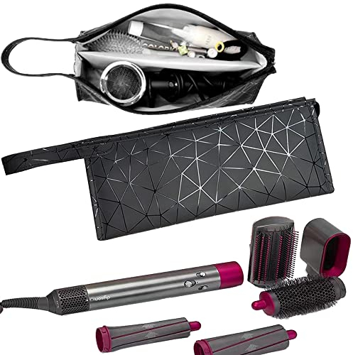 DXIA Haartrockner Tasche, Wasserdichter Haartrockner Abdeckungs, Reisetasche Haartrockner Tragbare Aufbewahrungstasche PU-Leder, Staubdicht Reise Tasche für Dyson Supersonic Haartrockner (Schwarz)