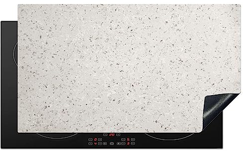 KitchenYeah© Herdabdeckplatte Induktion Schutzmatte Küche Herdabdeckung Ceranfeld Induktionsmatte Cerankochfeld Abdeckung Granite - Grau - Muster - Design - Weiß - 91.2x52 cm