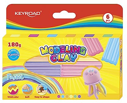 KEYROAD Modelliermasse Plastilin-Knete Pastell/ 6 Stück à 30 Gramm/für Kinder/Farbmischung/Ideal für den Einsatz in Schulen, Kindergärten und Kunsträumen/Kindersicher Ungiftig