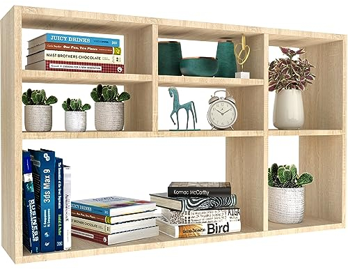 KUBUTKU Hängeregal Wandregal 60x100x21 cm Bücherregal Mordern Design Deko Regal für Wohnzimmer Schlafzimmer Büro und Küche (Sonoma Eiche)