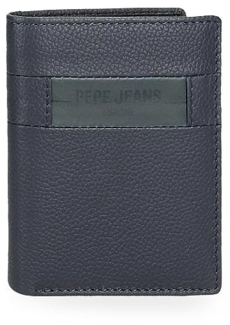 Pepe Jeans Checkbox Portefeuille Vertical avec Porte-Monnaie Bleu 8,5 x 10,5 x 1 cm Cuir, Bleu, Talla única, Portefeuille Vertical avec Porte-Monnaie