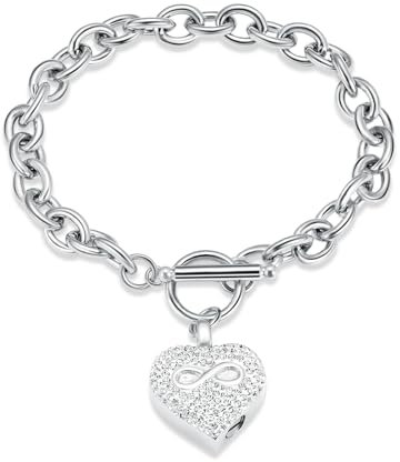 Infinity Heart Cremation Bracelet for Ashes - Stainless Steel Urn Bangles for Pet/Human Ashes - Memorial Keepsake Ash Jewelry