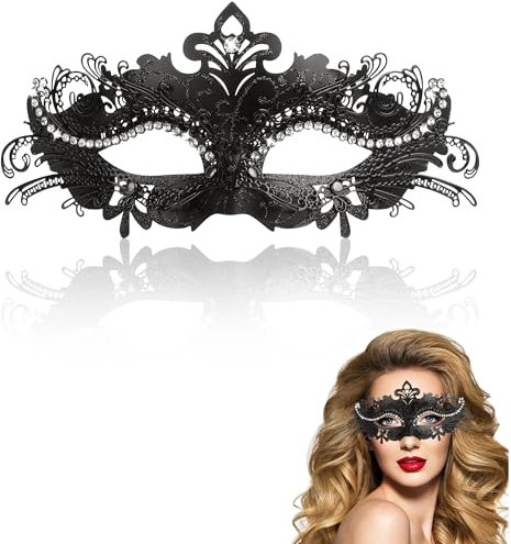 Goenb Maskerade Maske, Karneval Venezianische Masken Für Damen Frauen Maskenball Maske Karnevalsmasken Für Fasching Cosplay (Schwarz)