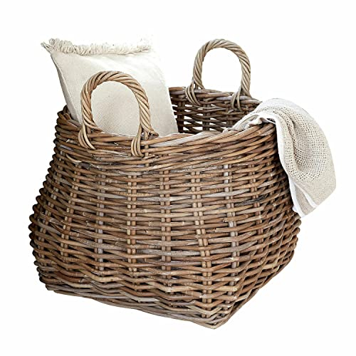 Loberon Korb Leogane, klassischer Landhaus-Look, echte Handarbeit, Aufbewahrung, Organisation, Wohn-Accessoire, Rattan, braun