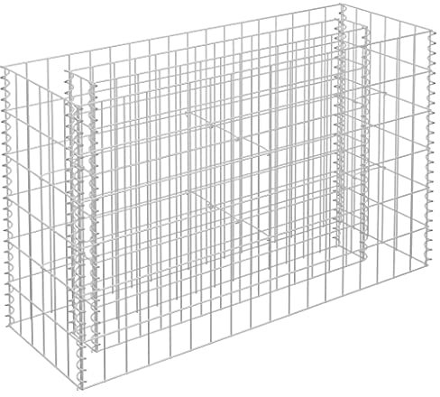 Gecheer Gabion Raised Bed Steel Basket Planter Metal Gabion Cage Outdoor Flower Bed Gabion Raised Bed, Galvanised Steel 90x30x60 cm