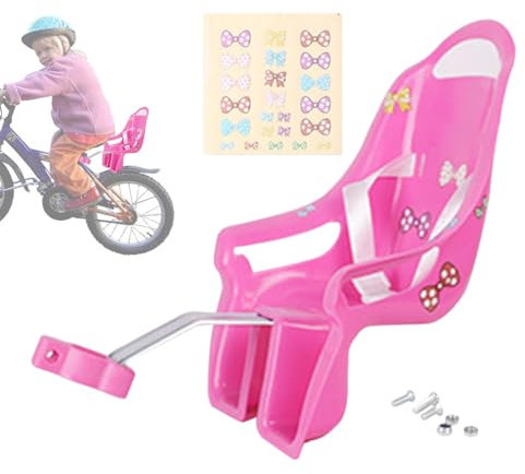 Siège De Vélo De pour Filles, Siege Poupee Velo Enfant Fille, Porte Poupee Velo avec Autocollants, Siège De De Vélo pour Enfant, Compatible avec Les Poupées Et Les Animaux en Peluche