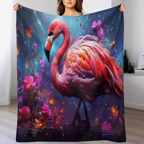 Flamingo Wolldecke Wohndecke Warm & Kuschelig Waschbar, Überwurf Ideal Für Draußen, Camping, Couch, Bett, Reisen – Superweiche Wolldecke（100×130cm）