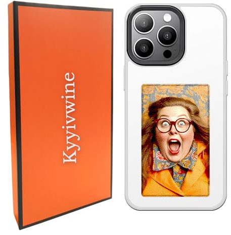 Kyyivwine Smart-Tintenbildschirm-Handyhülle, DIY-Display-Bild,Personalisierte Hülle für iPhone 15 Pro Max,Handyhülle Selber Gestalten,iPhone Display Handyhülle,TPU -Material Handyhülle NFC,Weißes