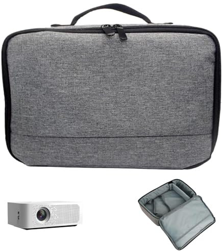 Kalastussaari Projector Case Waterproof Shock Resistant 7.7x5.9x6.5in Projector Bag with with Accessories Storage Pockets Zippered Handled Oxford Projector Carrying Case Projector Case