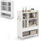 KOMFOTTEU Rollcontainer mit Schublade, Büroschrank mit Haken, Kantenschutz, verstellbaren Regalen und feststellbaren Rollen, Aktenschrank aus Holz, Aufbewahrungsschrank 63,5 x 30 x 84,5 cm (Weiß)