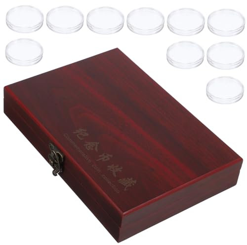 VILLCASE Schatzkiste Aus Holz Zur Aufbewahrung Von Gedenkmünzen Rot