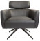 SIX Elito Mid-Century Modern Echtleder-Drehstuhl Schwarz-Hochwertiger Leder Lounge Chair Club Sessel mit Massivholzrahmen und Metallbasis-Stilvoll, Komfortabel Pflegeleicht