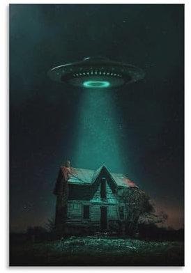Alien-Wandkunst für Sci-Fi-UFO-Film-Poster für Zimmer, ästhetische Leinwand, Wandkunst, Schlafzimmerdekoration, 50 x 75 cm