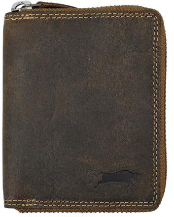 ZAKATTE • VEN-Tomy • Unisex Geldbörse aus Büffelleder Geldbeutel Damen Portemonnaie Hunterleder Herren VT11