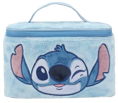 Bioworld Disney Stitch Kosmetikkoffer mit gesticktem Gesicht, Blau, 15,2 cm