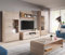 KEF-MEBLE Wohnwand Livia – Hohe Vitrine, Niedrige Vitrine, Hängeregal, TV-Tisch + LED – Wohnzimmermöbel, Schlafzimmermöbel, modernes Design