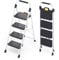 KINGRACK Sturdy Steel 4 Step Ladder, Folding Step Stool with Handrail, Anti-Slip Wide Pedals, Safe-Lock Design, Pass 800lbs Load Testing, Portable Ladder for Multi-Purpose in Home, Kitchen, White
