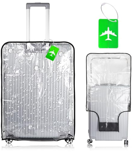 Transparente Kofferschutzhülle, 28-30 Zoll Wasserdichter PVC Koffer Schutzhülle mit Einem Airline-Etikett, Geeignet Kratzfester und Staubdichter Koffer Abdeckungen