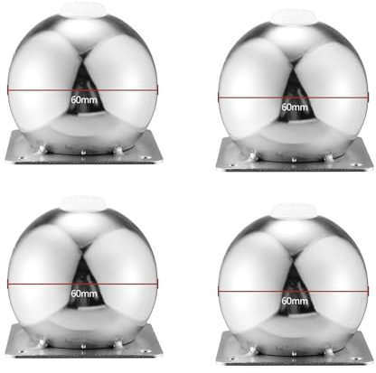 DSWZLQDXB 4 Pièces Pattes de canapé à Boule Ronde Pieds de Support pour Meubles en métal Jambes de quincaillerie Pieds de Meuble TV Pieds de Table Basse Pieds de Table (6cm,Silver)