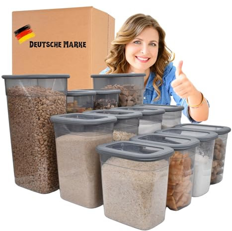 Vorratsdosen mit Deckel luftdicht diverse Sets Küchenorganizer Aufbewahrungsbox BPA frei stapelbare Vorratsbehälter für Lebensmittel & HLKauf-Block (4x 1900ml & 1x HLKauf-Block)