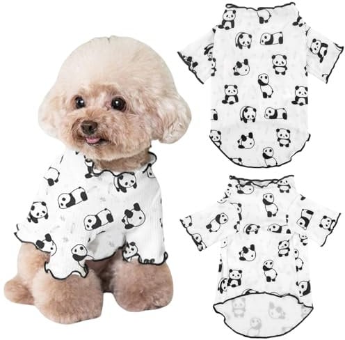 Yoolhamy Dog Clothes for Small Dogs Chihuahua T Shirt Summer Fall Panda Print Shirts Stretchable Outfits Jumpers for Poodles Schnauzer Shih Tzu Yorkie (Black, XS)