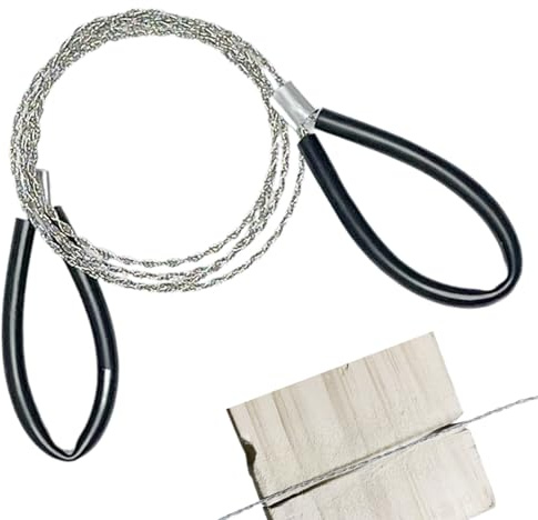 Scie à fil en acier inoxydable pour tuyaux en PVC, tuyaux, tubes, outils généraux, scie à câble dentelée de 75 cm avec deux poignées pour couper le bois, le plastique, l'os, le caoutchouc