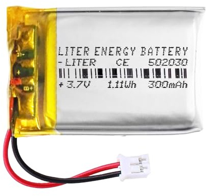 Akku 502030 LiPo 3.7V 300mAh 1.11Wh Wiederaufladbar mit Stecker PH2.0 (JST-PHR-02) Typ B Lithium: Achten Sie auf die Übereinstimmung der Polarität des Gerätes 32x20x5mm (PH2|300mAh|502030)