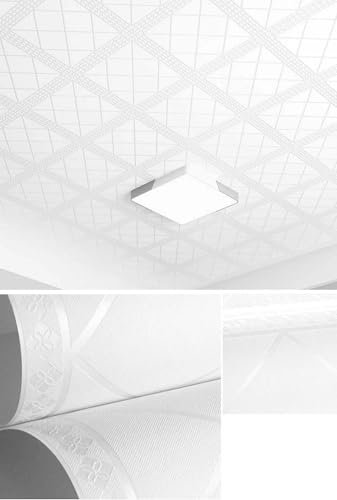 WPE® Pearl White Lattice Ceiling Tile Effect Wallpaper – Textured Vinyl with Tonal & Soft Shimmer Finish – Embossed Design – Paste The Wall – 9.5m x 0.53m Roll – Ideal for Walls & Ceilings A90-98