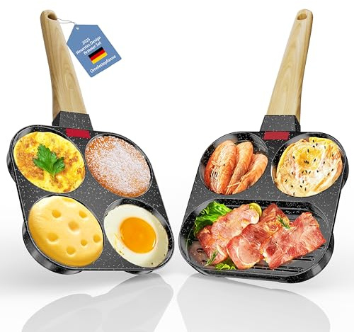 YOYIKKO Lot de 2 poêles à œufs au plat - Pour crêpes - Compatible avec cuisinière à gaz et à induction - Noir - 80