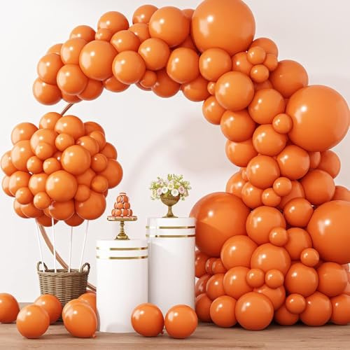 Luftballon Girlande Orange, 129 Stück Luftballons Set, Orange Latexballons für Girlanden Bögen Geburtstag Halloween Thanksgiving Hochzeitstage Abschlussfeiern Dekoration (18/12/10/5 Zoll)