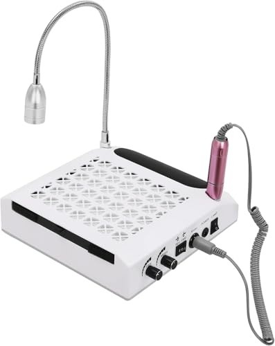 Set Professionale per Manicure 80W 4 IN 1, Aspiratore Unghie con Fresa Unghie Elettrico 30000 giri, con Cuscino per e Lampada, per gel uv led per le unghie