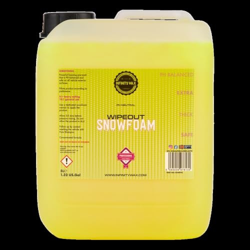Infinity Wax Wipeout Snowfoam 5 l – Vorwäsche, pH-neutral, hohe Leistung, sicher auf Wachs, Keramik, Mattlack, Vinyl und PPF, leistungsstark und sanft reinigender Schneeschaum.