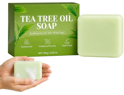 Aqvera Jabon Antifungico de Aceite de Árbol de Té para el Cuidado de la Piel, Pie de Atleta, Áreas Íntimas y Uñas - Efecto Refrescante, Fórmula Natural