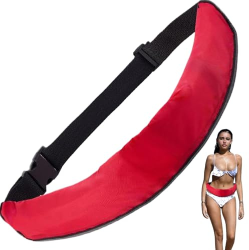 Hilai Cintura di Salvataggio Gonfiabile, Giubbotto di Salvataggio Gonfiabile Automatico Portatile con Cintura Unisex con Striscia Riflettente per Barca da Kayak, Senza bombola di Gas Rosso