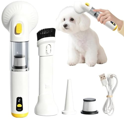 Spazzola Aspirapolvere Per Cani Macchina Multifunzione Pettinatrice | Kit di Toelettatura con Aspirapolvere per Cani Per Auto Casa Ufficio Camper Interni Soggiorno Camera Cura Manto Ga