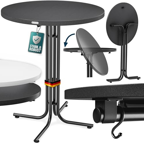 Casaria® Stehtisch 2er Set Klappbar Outdoor Gastro Bistrotisch 2X Haken Ø 80 cm Rund Witterungsbeständig Grau Anthrazit Bar pulverbeschichtet Metall