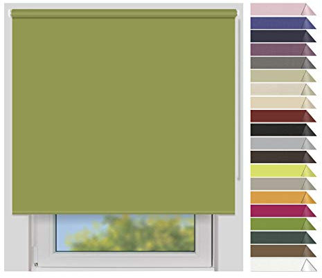 EFIXS Verdunklungsrollo Medium - 25 mm Welle - Breiten: 40-240 cm - Höhen bis 240 cm - Hier: 120 cm x 240 cm (Stoffbreite x Höhe) - grün (7937) - lichtundurchlässig - Blickdicht
