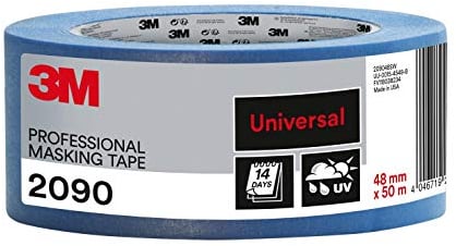 3M Pro Hand-Masker 2090 Profi Malerband für glatte Oberflächen, UV-beständig, innen und außen, 48 mm x 50 m