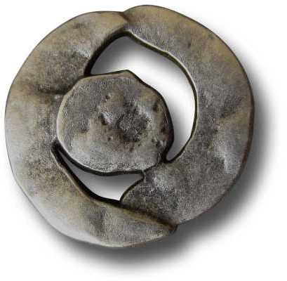 Knopfparadies - 5er Set außergewöhnliche, leicht unrunde Knöpfe mit Durchbruch/altsilberfarben/Metall/Ø ca. 22 x 23mm