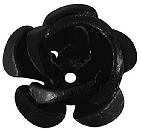 La Boutique de Karine - Lote de 30 perlas de aluminio, 16 mm, diseño de rosas, color negro