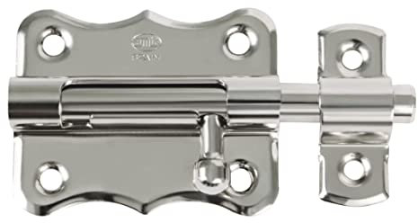 Amig - Pasador de Sobreponer - 60 x 48 mm - Adecuado en Puertas de Paso de Madera - Pestillo para Baño, Dormitorio o Despacho - Cerrojo de Seguridad - Acero Plateado