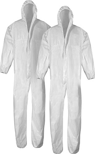 normani 1-10 Stück Einweg Schutzanzug Overall aus Polypropylen mit Kapuze und Reißverschluss [Gr. M-XXXL] Farbe 2 Stück Größe M